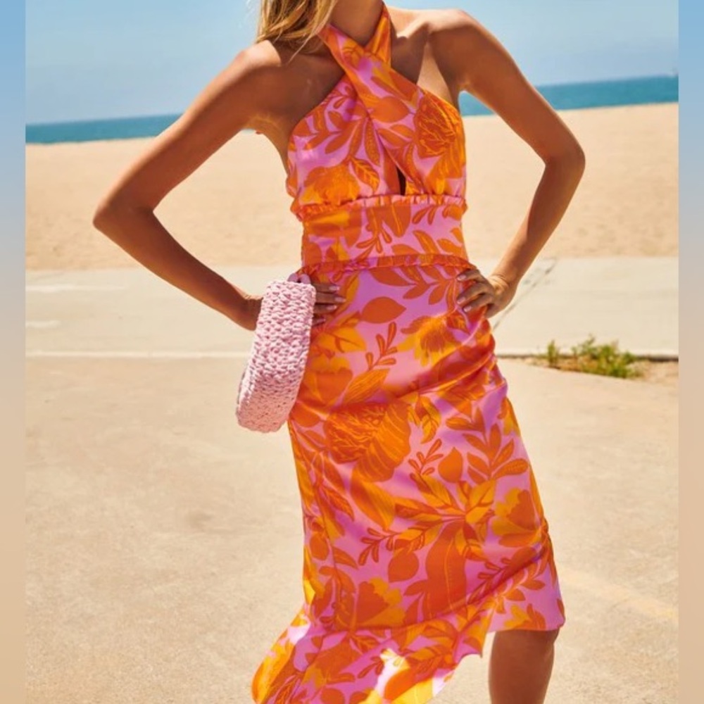 Tropicanna Halter Midi Dress